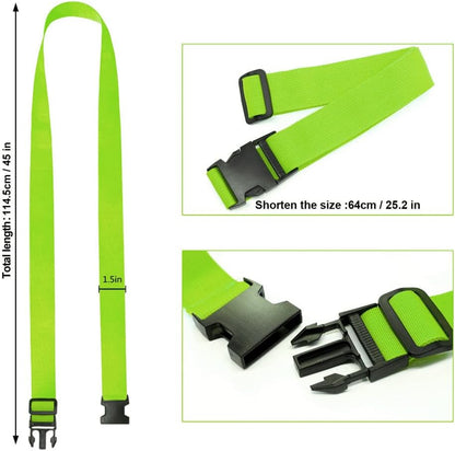 2Pack Add Bag Luggag Straps for Carry On Bag, Adjustable Suitcase Belt Add Bag Travel Attachment Accessories for Connect Your 3 Luggages, Green