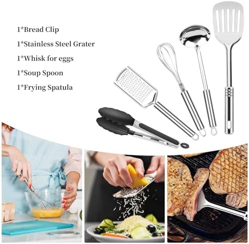 Camping Cooking Utensils Set, Stainless Steel Grill Tools, Camping BBQ Cookware Gear and Equipment for Travel Tenting RV Van Picnic Portable Kitchen Essentials Accessories