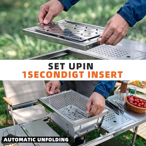 2‑in‑1 Charcoal Grill for IGT Table & Standalone Use, Silver