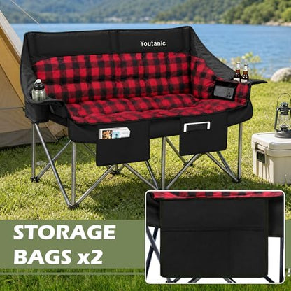 Youtanic 60" Extra Double Camping Chair for Adults, 700lbs Padded Loveseat