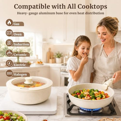 YASHE 21Pcs Nonstick Pots and Pans Set with Detachable Handles, Oven Safe
