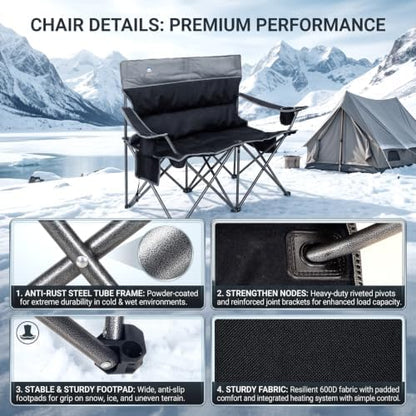 Camping Chair Set of 3, Outdoor Folding Camping Chairs for Heavy People with Cup Holder & Carry Bag,Collapsible Chair Include One Sofa Chair and Two Single Chair,Support up to 500lbs
