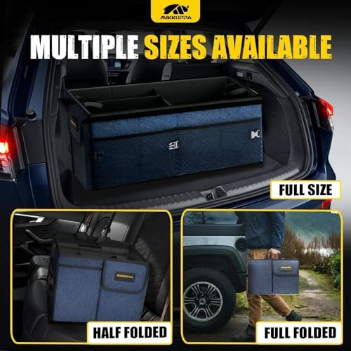 MIKKUPPA Trunk Organizer with Lid - 65L Collapsible Car Organizer, Blue