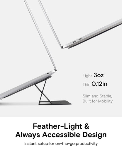 MOFT Invisible Slim Laptop Stand, Adhesive and Reusable, Adjustable Perfect Viewing Angles, Compatible with Laptops Up to 15.6", Grey