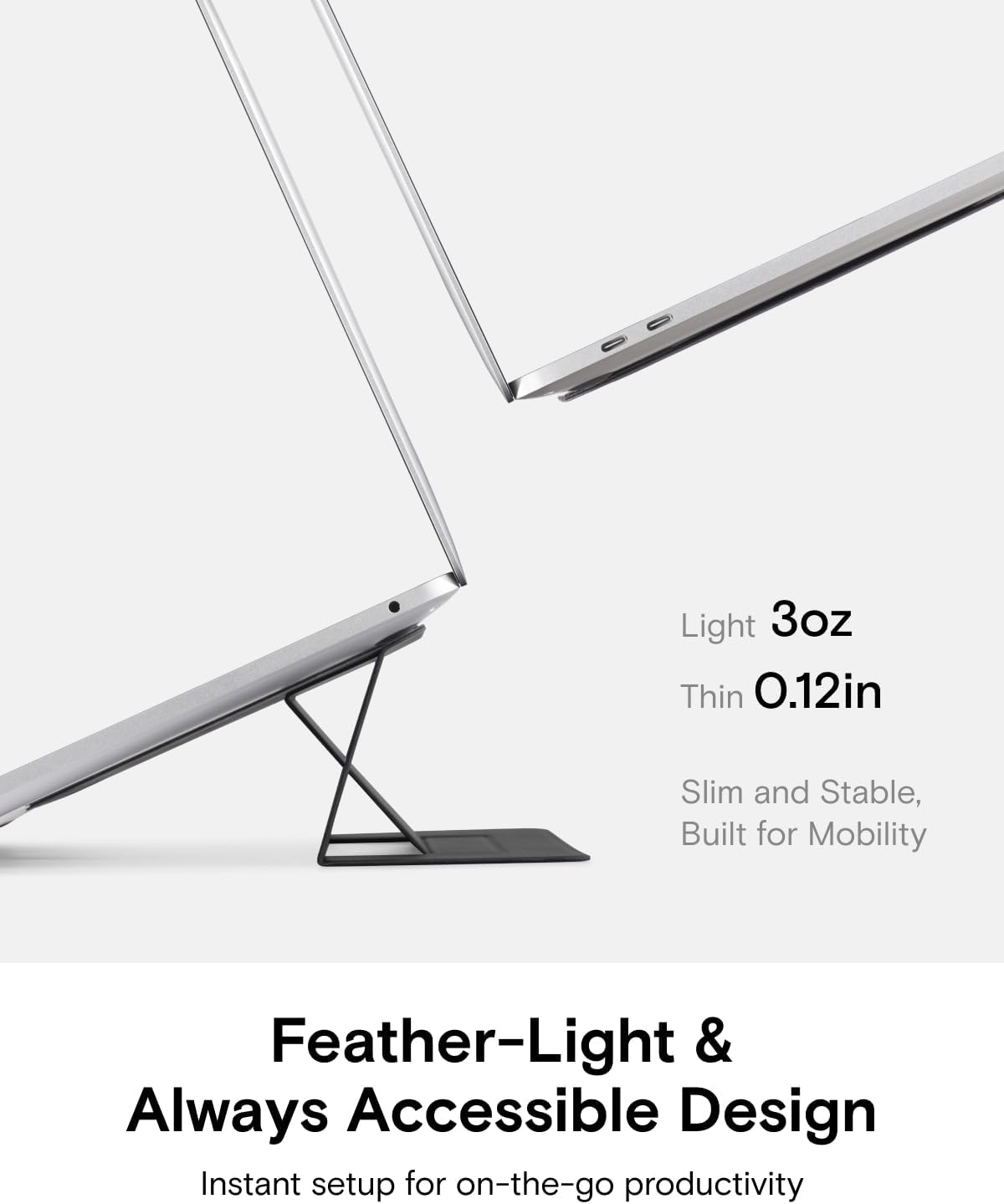 MOFT Laptop Stand for Desk, Adhesive MacBook Computer Stand with 2 Adjustable Viewing Angles, Foldable and Portable Laptop Riser Compatible with 11"-16" Laptops, Navy Blue