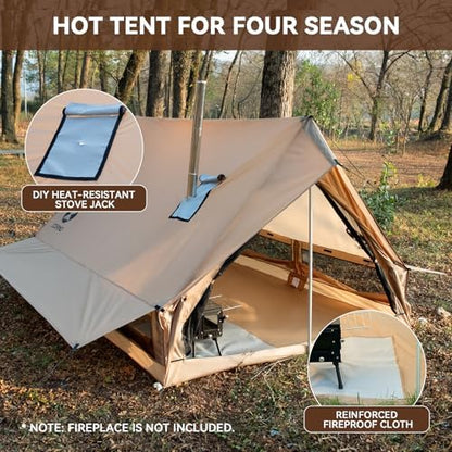 2 Person Hot Tents for Camping with Stove Jack, 4 Season Cabin Winter Tent