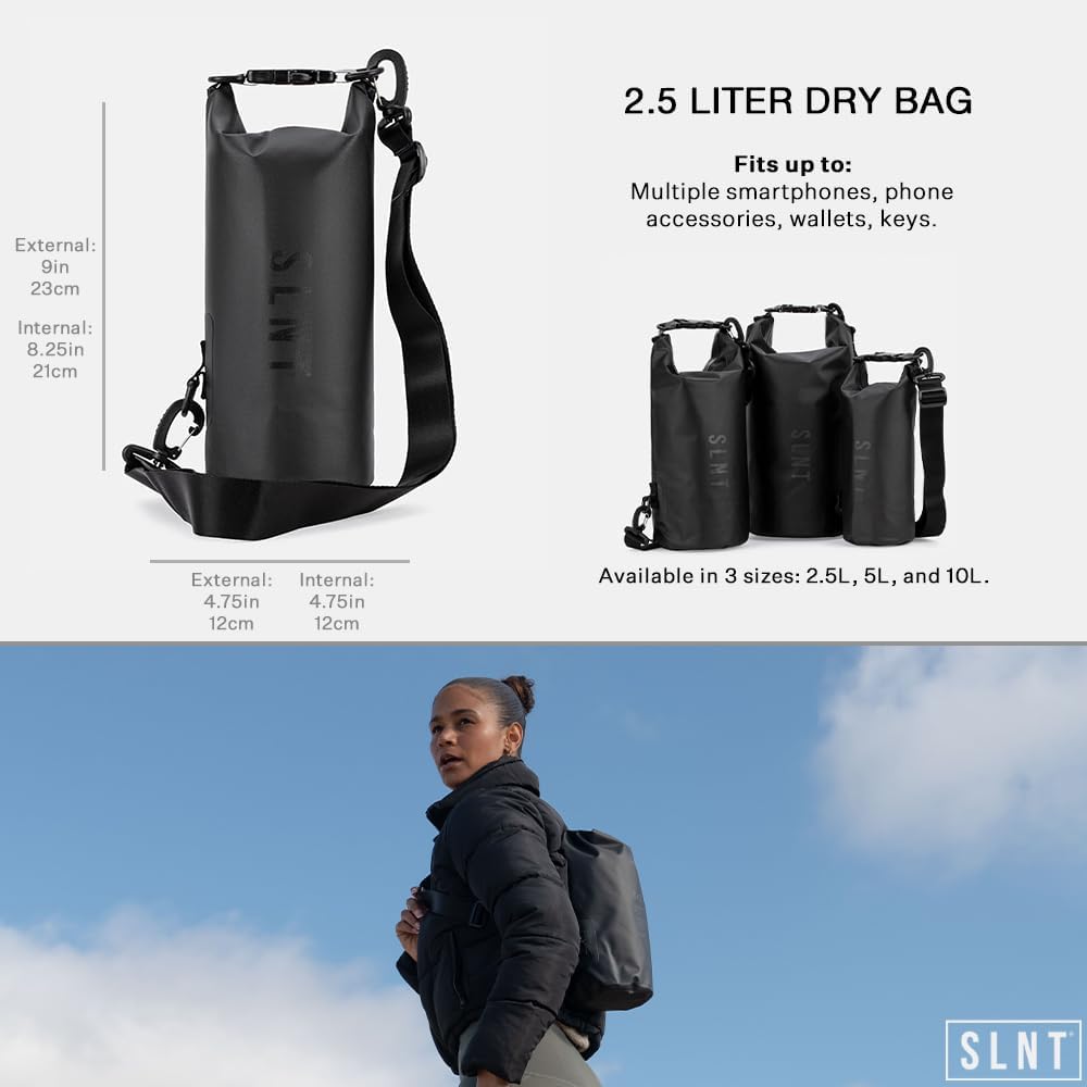 SLNT Waterproof Faraday Dry Bag - 420D Waterproof Nylon Signal Blocking Backpack - Protects Electronics from Water, Spying, Hacking - Blocks RFID, WiFi, Bluetooth, NFC, Cellular, GPS, EMF (2.5 Liter)