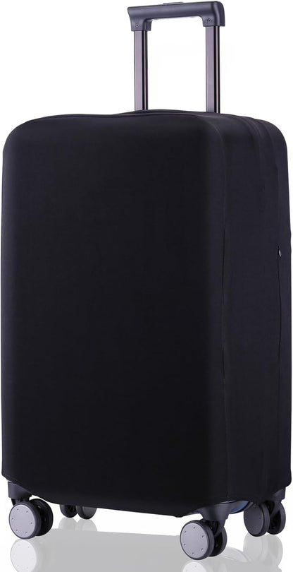 Travel Luggage Cover Suitcase Protector Scratch-Resistant Fit 19-31 Inch Suitcase, Not Included Suitcase (Black, S(19-21inch))