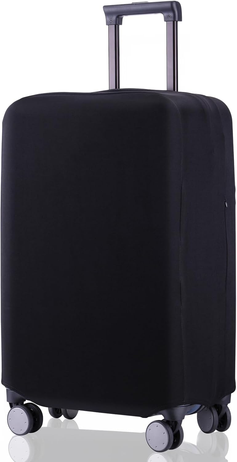 Travel Luggage Cover Suitcase Protector Scratch-Resistant Fit 19-31 Inch Suitcase, Not Included Suitcase (Black, XL(28-29inch))