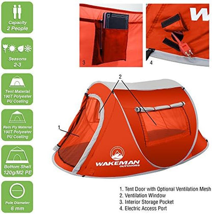 6-Person Tent, Water Resistant Dome Tent for Camping with Removable Rain Fly and Carry Bag, Rebel Bay 6 Person Tent by Wakeman Outdoors