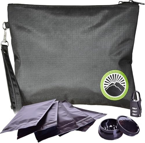 Enjoy Native Smell Proof Bag with Lock 11" x 9", Smell Proof Container, Dog Tested Odor resistant Bags, Best Zipper odor sealing pouch for Herbs, Coffee & Travel Medicine, Scent resistent Containers