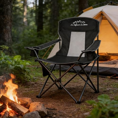Camping Chairs Outdoor Portable Folding Chair with Mesh Back, Black