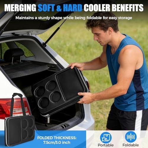 INSMEER Collapsible Cooler with Hard Shell & 4 Cup Holders - 55 Cans