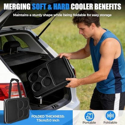 INSMEER Collapsible Cooler with Hard Shell & 4 Cup Holders - 55 Cans