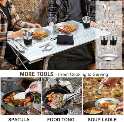18Pcs Camping Cookware Cooking Set, Joyfair Camp Mess Kit with Utensils