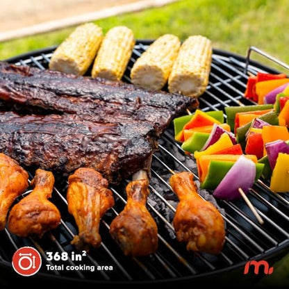 Megamaster 22" Charcoal Grill, Adjustable Air Vent with Storage Rack