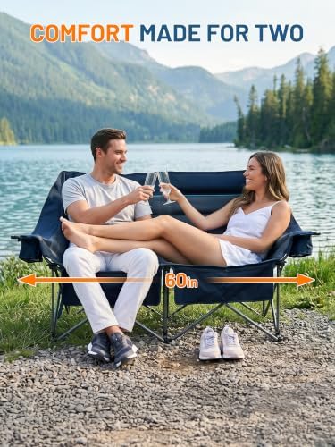 Timber Ridge Double Camping Chair Heavy Duty Outdoor Folding Camp Couch
