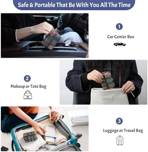 Foldable Portable 7 Day Pill Organizer 2 Times a Day, AM PM Weekly Pill Box