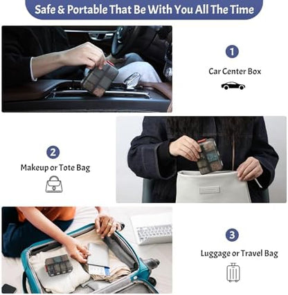 Foldable Portable 7 Day Pill Organizer 2 Times a Day, AM PM Weekly Pill Box
