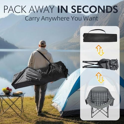 Oversized Camping Chairs for Adults - Heavy Duty Padded Outdoor Camp Chair