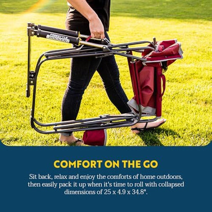 GCI Outdoor Freestyle Rocker Camping Chair | Portable Folding Rocking Chair with Solid, Durable Armrests, Drink Holder & Comfortable Backrest — Grey