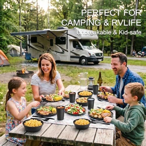 56 Piece Dinnerware Set for 8, Unbreakable Plates and Bowls Sets