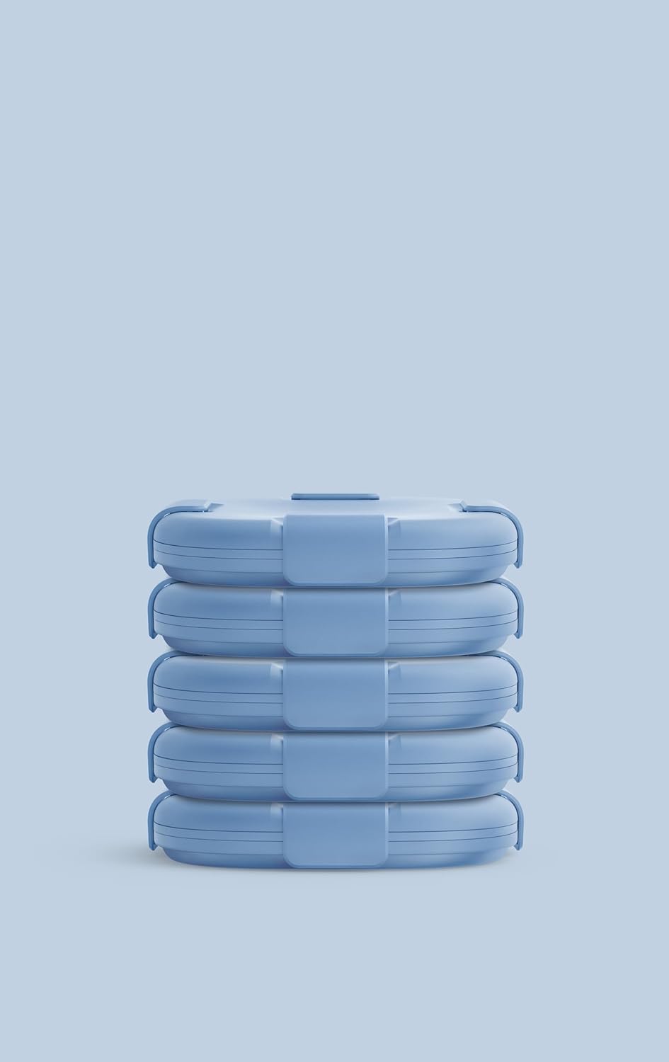 STOJO Collapsible Sandwich Box – 24oz, Reusable Food Storage Container, Silicone Bowl for Hot/Cold Food – Meal Prep, Lunch, Camping, Hiking – Dishwasher Safe (Set of 5, Steel)