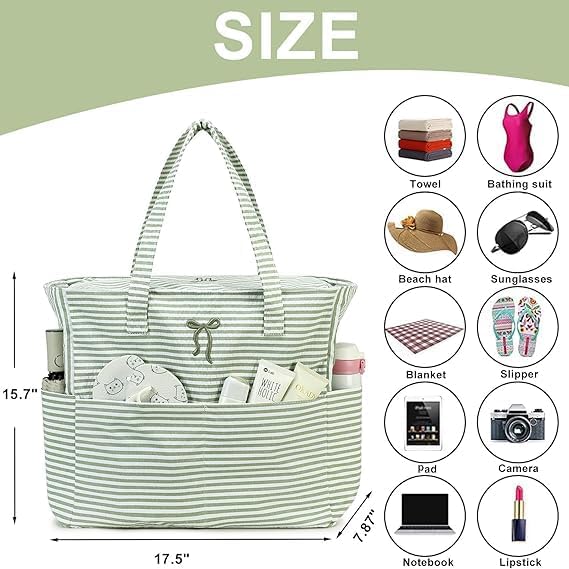 Beach Pool Bags Tote for Women Ladies Large Gym Tote Carry On Bag With Wet Compartment for Weekender Travel Waterproof