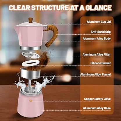 9 Cup Aluminum Espresso Stovetop Moka Pot Express Coffee Maker Percolator Italian Classic Mocha Coffee Machine for Italian and Cuban Cafe Brewing for Home & Camping 450ml 15oz