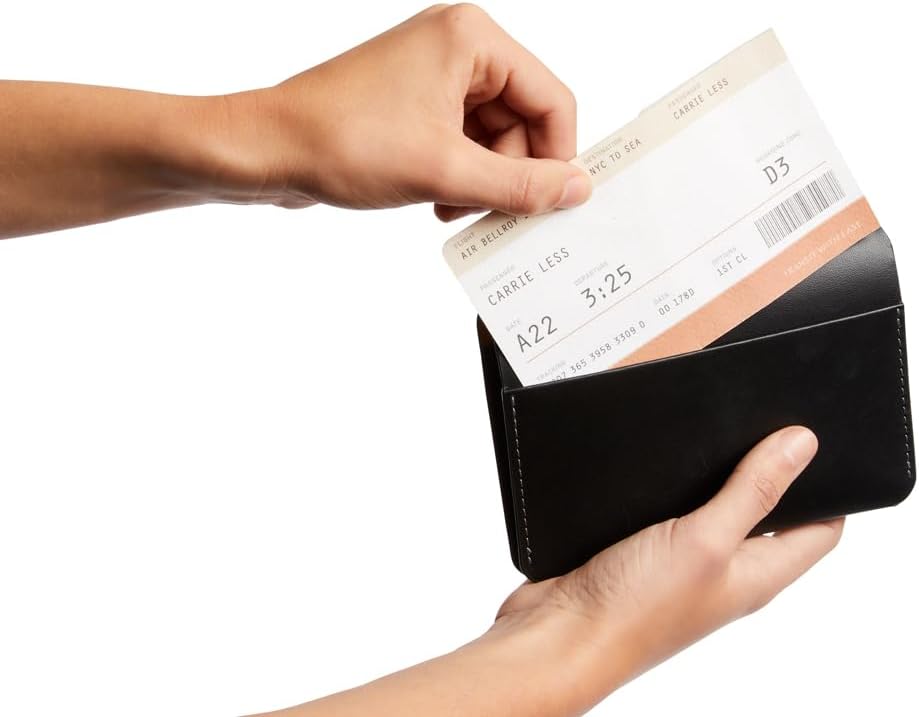 Bellroy Passport Cover (slimline travel wallet/pouch with card slots and space for cash plus travel documents) - Black