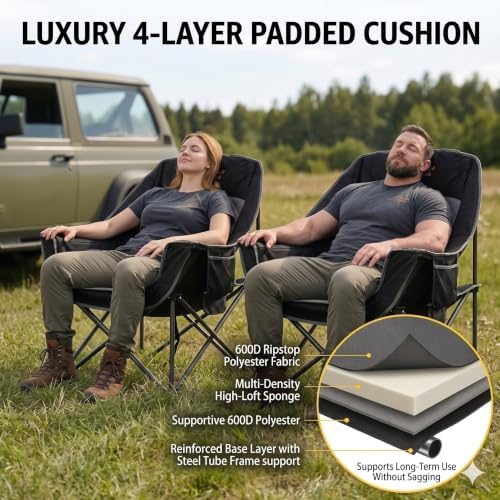 FAIR WIND XL Oversized Fully Padded Camping Chair Heavy Duty for Adults