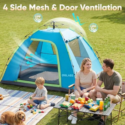 Golabs Pop Up Camping Tent for 2/3 Person, Quick Setup by Pre-Attached Pole