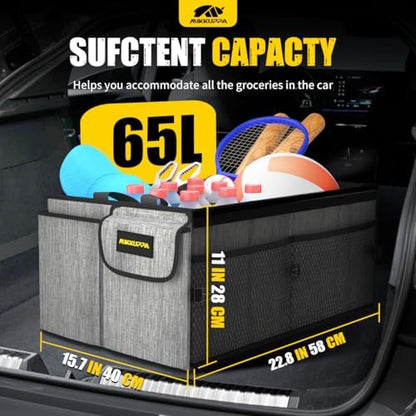 MIKKUPPA Trunk Organizer with Lid - 65L Car Organizer with Cooler, Gray