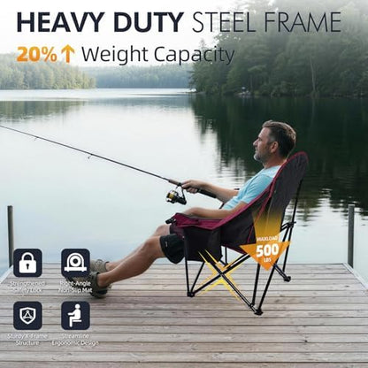 Oversized Camping Chairs for Adults - Heavy Duty Padded Outdoor Camp Chair