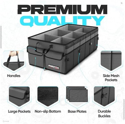 FORTEM Trunk Organizer - Foldable Car Organizer & Storage for SUVs & Trucks