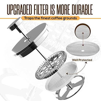 Utopia Kitchen 304 Grade Stainless Steel French Press 50 Oz, Silver