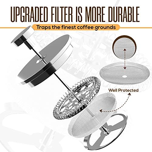 Utopia Kitchen 304 Grade Stainless Steel French Press 17 Oz, Silver