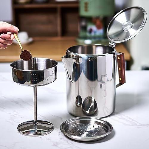 Camping Coffee Percolator Stainless Steel Stovetop Camp Coffee Maker 12 Cup