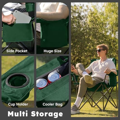 Colegence Oversized Folding Camping Chair for Adults, 450 lb, Dark Green