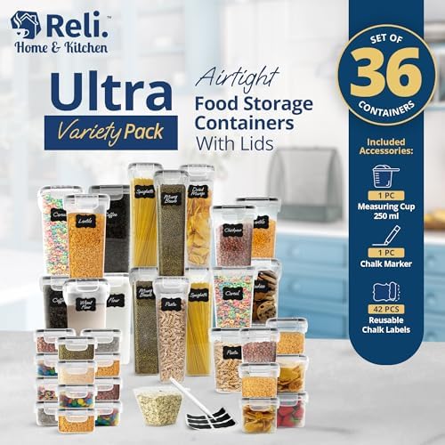 Reli. Pantry Organizers and Storage (36 Sets) Food Containers with Lids