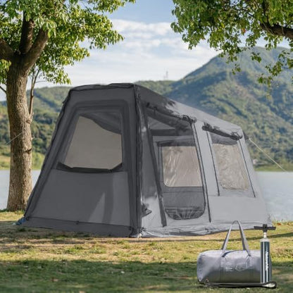 Naturehike Gen Air FL Inflatable Tent 2-4 Person, Easy Setup Blow up Tents with Pump, Waterproof 210D Oxford Fabric & Mesh Windows Tent for Outdoor Family Camping & Glamping