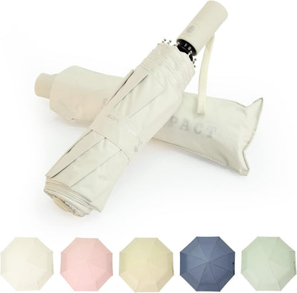 SY COMPACT Umbrella Automatic Travel Waterproof Light Folding Umbrellas Easy Carry for Women and Men (Creamy White)