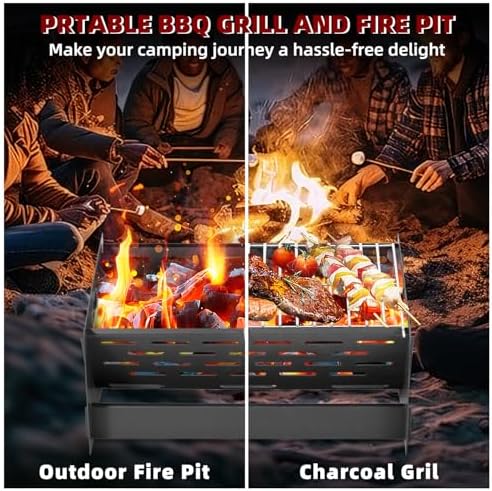 Charcoal Grill Portable Folding with Carry Bag,BBQ Camping Grill Fire Pit