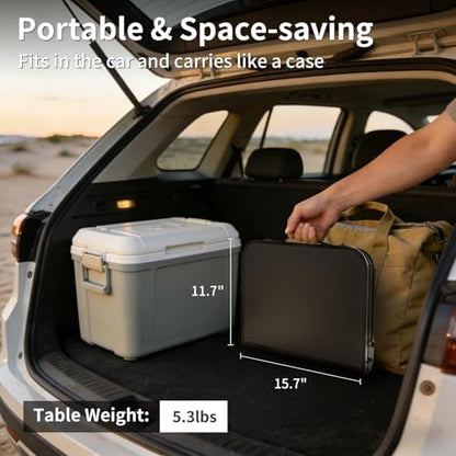 Folding Camping Table, Black Aluminum Frame,2-Position Adjustable Height,Lightweight Carry Handle, Portable for Travel, Camping Outdoor Use, 2 Ft x 1.5 Ft(Small), Black