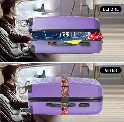 Luggage Straps for Suitcases Travel Belt Accessories, Cute Suitcase Strap, Adjustable Luggage Belt Strap, Heavy Duty with Quick-Release Buckle Luggage Strap Luxury Red Flowers