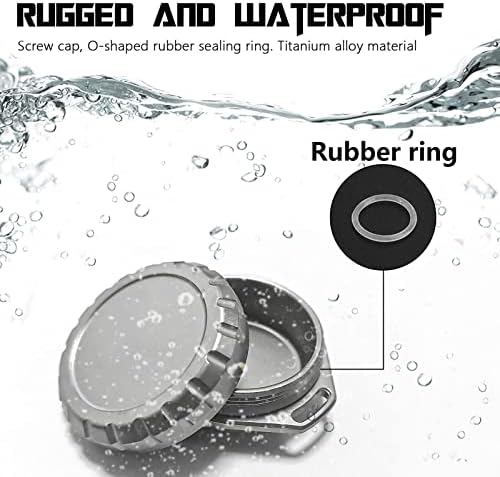 Titanium Waterproof Pill Case Travel Pill Organizer Bottle EDC Capsule Container Portable Pocket Metal Box with Chain for Camping, Hiking, Fishing, Magnetic Polishing