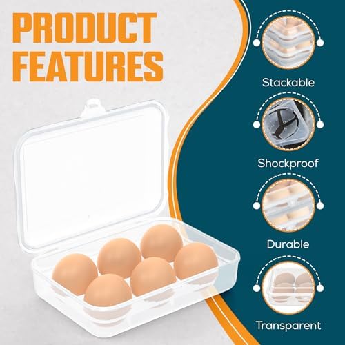ZPU Egg Holder Camping, 2Pcs 6 Grid Egg Container, Plastic Egg Carrier for Camping Picnic Travel Outdoor Refrigerator Kitchen, Protective Egg Storage Case, Silver Grey