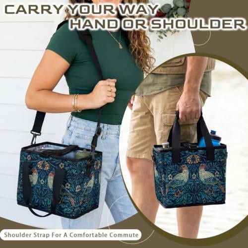 Vintage Printed Insulated Collapsible Cooler Bag,Leak‑Proof Lining