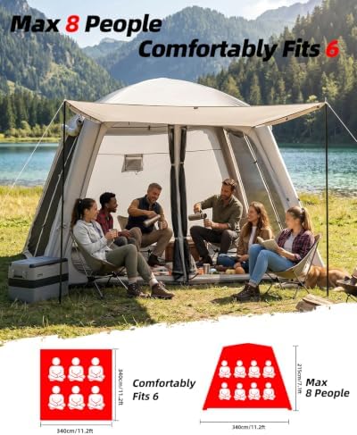 Abahub Inflatable Camping Tent with Hand Pump for 1/2/3/4/8 Person