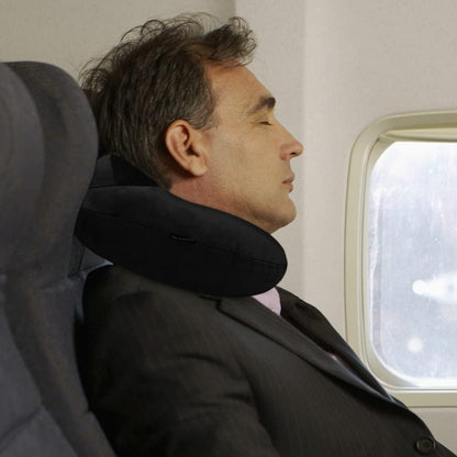 urophylla Inflatable Travel Pillow, Soft Velvet Inflatable Neck Pillow for Traveling, Airplanes, Train, Car, Office with Compact Bag, Breathable Washable Cover, Suit for Adults Sleeping - Black